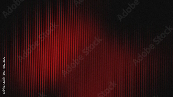 Fototapeta Vertical striped glass background with red and black gradations. Wavy glass texture, striped frosted surface