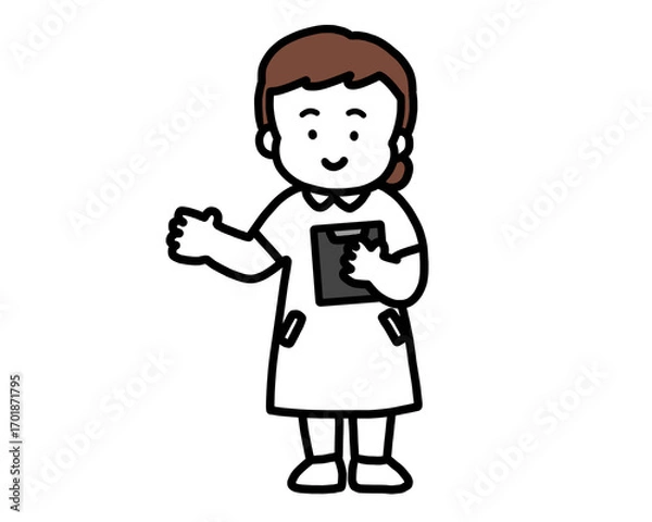 Fototapeta 女性看護師の全身イラスト　案内