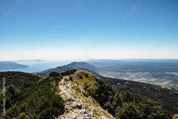 Fototapeta view from the top of mountain on Istria and Adriatic sea