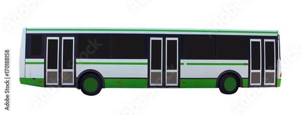 Obraz Bus isolated on white background under clipping path, city car for travel 