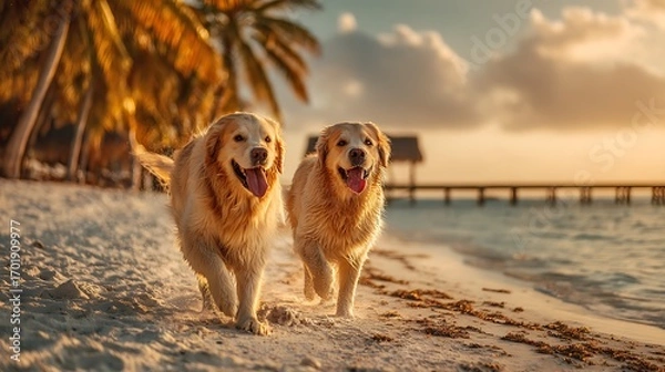 Fototapeta dogs walking