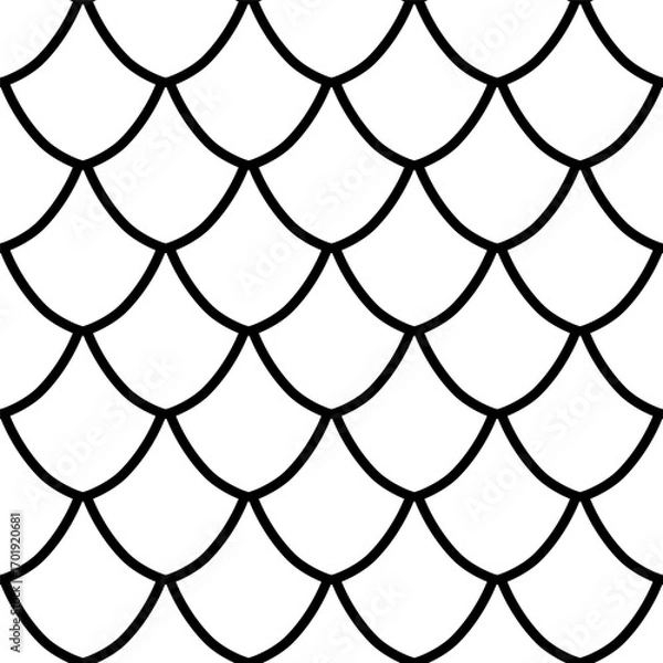 Fototapeta Vector seamless overlapping pattern, fish scale print. Beautiful asian style design for textile, wallpaper, wrapping paper.