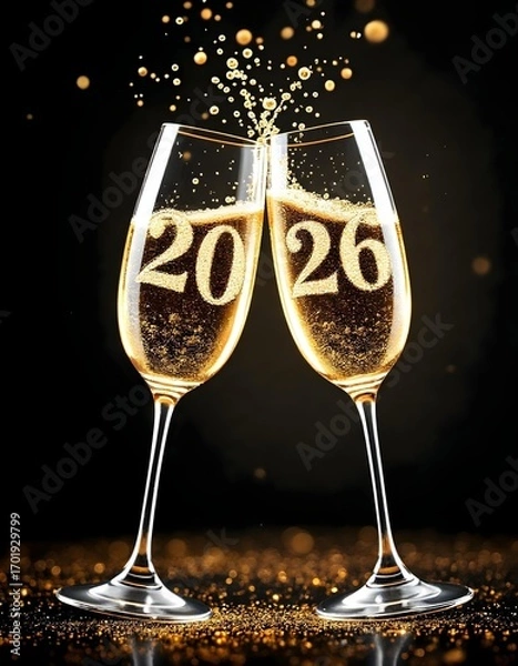 Obraz Happy New Year 2026 inside champagnes