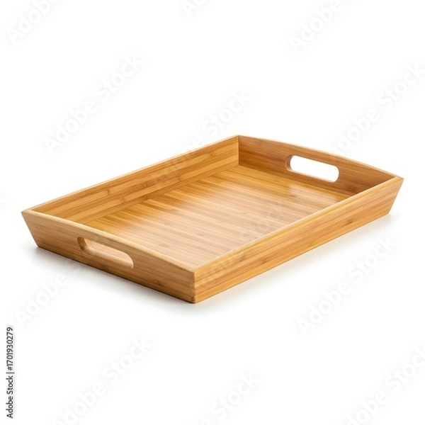 Obraz Rectangular wooden serving tray with handles