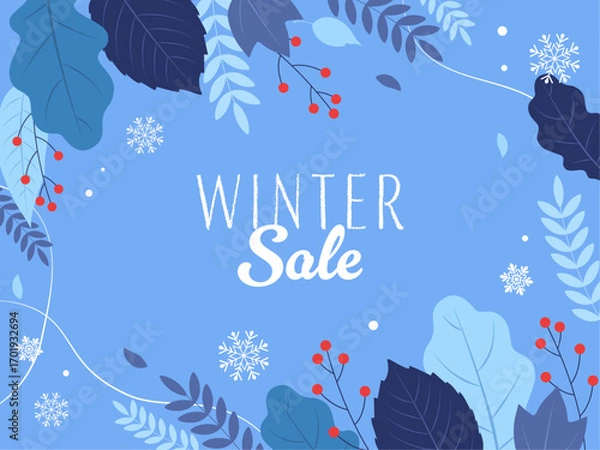 Obraz 冬をイメージしたバナー背景文字あり_ベクターイラスト