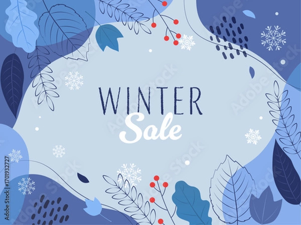 Obraz 冬をイメージしたバナー背景文字あり_ベクターイラスト
