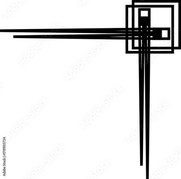 Fototapeta black line corner frame decoration