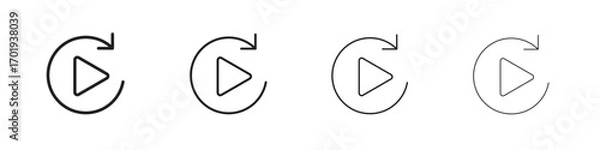 Fototapeta Replay icons. thin line symbols in strokes