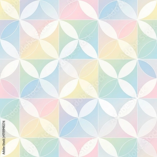 Fototapeta Gentle harmony of iridescent pastel hues in a seamless geometric pattern, creating a dreamy and serene abstract background for modern design