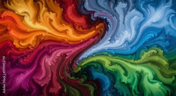 Fototapeta Mesmerizing blend of vibrant colors in a fluid, abstract pattern, creating a dynamic backdrop.