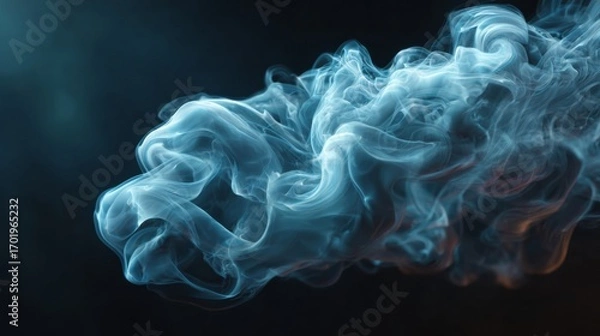 Fototapeta Ethereal Cloud of Smoke: Swirling, mystical smoke undulates gracefully against a dark backdrop, casting an abstract silhouette and a mesmerizing display of ethereal beauty. 