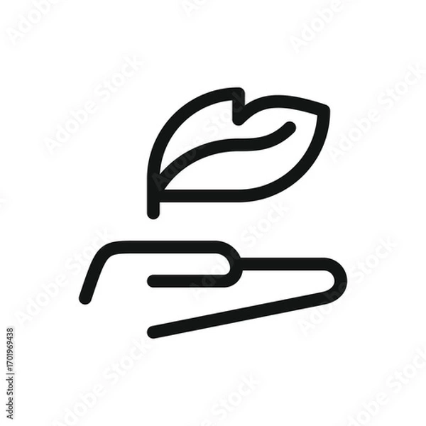 Fototapeta Swan feather in hand line icon, soft vector symbol with editable stroke
