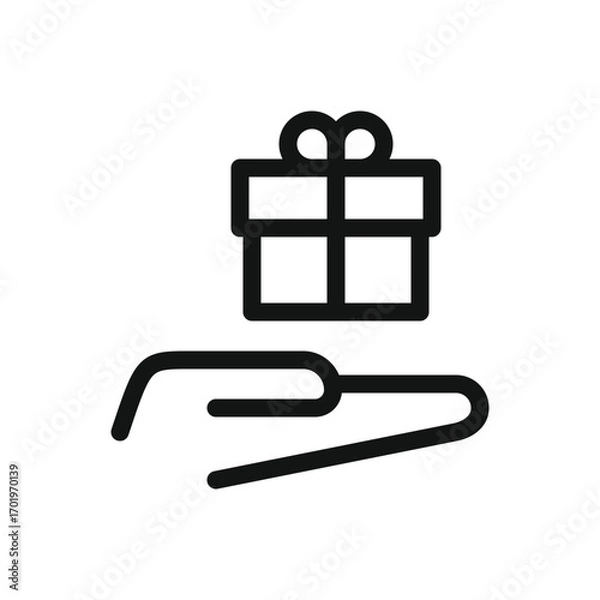 Fototapeta Receive gift line icon, gift in hand vector symbol with editable stroke
