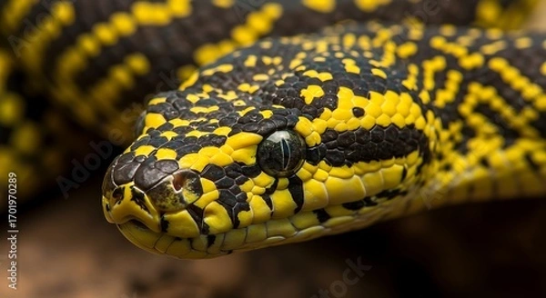 Obraz Golden-Eyed Jungle Python: Close Encounter