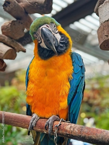 Fototapeta Blue and yellow Macaw (Ara ararauna), also known as Blue and gold Macaw.