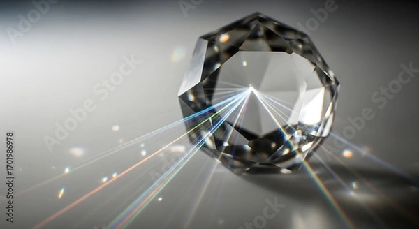 Fototapeta Brilliant Diamond with Prismatic Light Rays