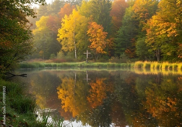 Obraz Autumn's Still Reflection