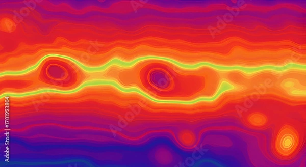 Fototapeta Vibrant Abstract Landscape with Wavy Lines and Circular Forms in Warm Colors