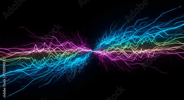 Fototapeta Vibrant energy streams converging to form a dynamic central focal point