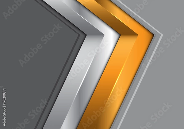 Fototapeta Abstract gold silver arrow on gray design modern futuristic background vector illustration.