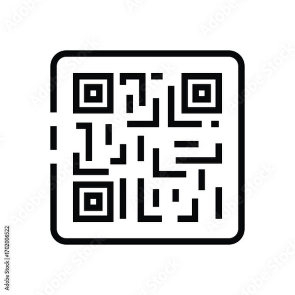 Fototapeta A blackandwhite QR code image. Editable stroke icon