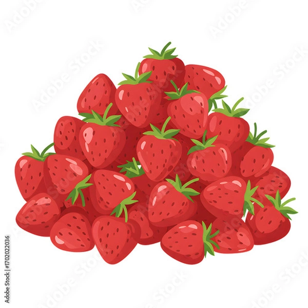 Fototapeta Isolated Pile of Strawberries Vector Illustration
