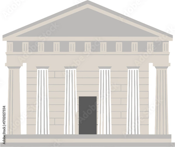 Fototapeta Simple Flat Style Detailed Building With Columns And Door Icon