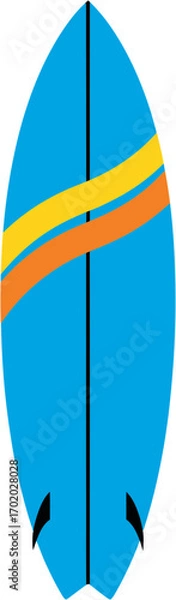 Fototapeta Simple Modern Surfboard Design With Colorful Stripes Illustration Graphic Asset