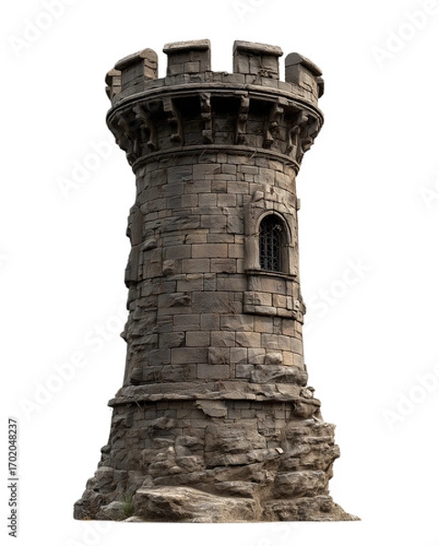 Obraz Old Celtic castle tower on transparent background