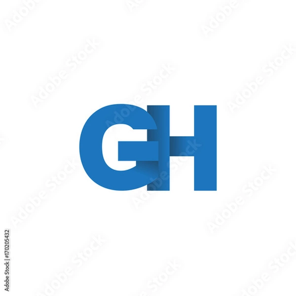 Fototapeta Initial letter logo GH, overlapping fold logo, blue color