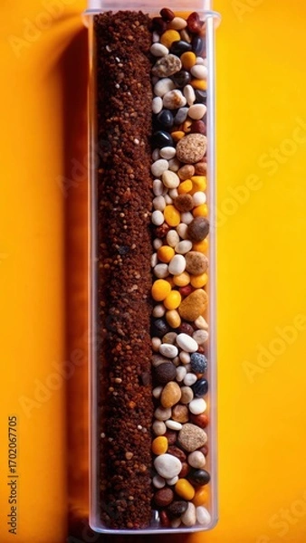 Obraz Soil sample in plastic core box with small rocks and pebbles