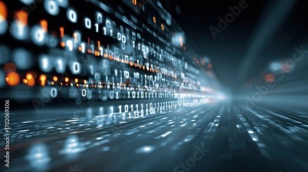 Fototapeta Digital Highway: A Journey Through Binary Code