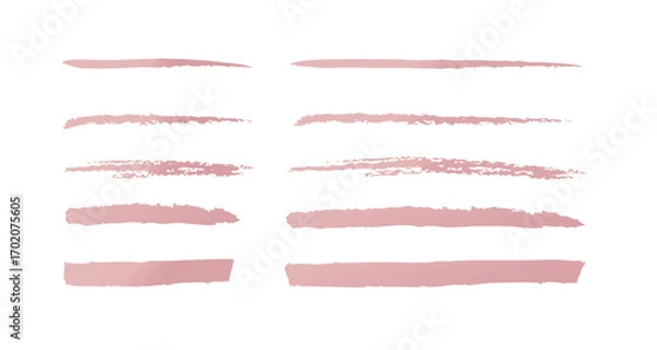 Obraz 手描きのアンダーライン　長さの違うピンク色グラデーション