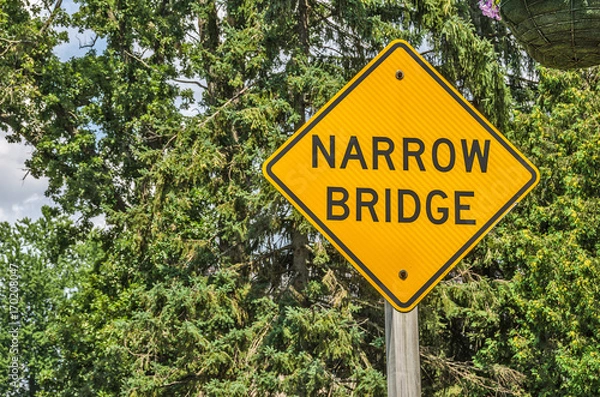 Obraz Yellow and Black Narrow Bridge Sign