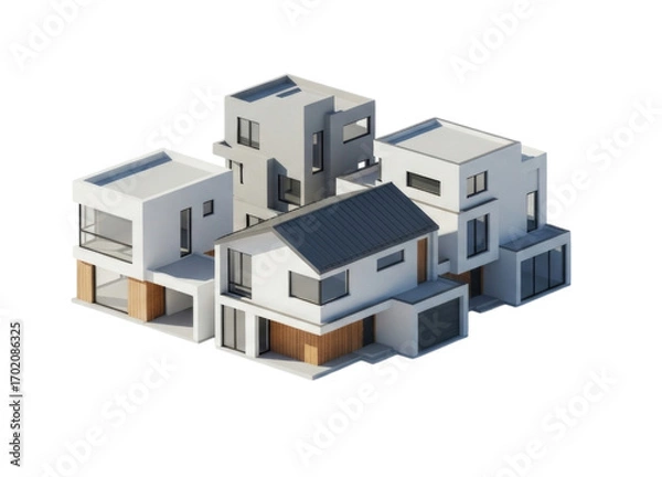 Fototapeta Modern Modular Cube Houses cutout isolated transparent bg png