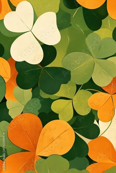 Fototapeta Colorful Array of Shamrocks in Various Shades