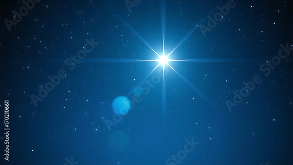 Fototapeta Bright and shining North Star in a night sky symbolizing hope and guidance animation