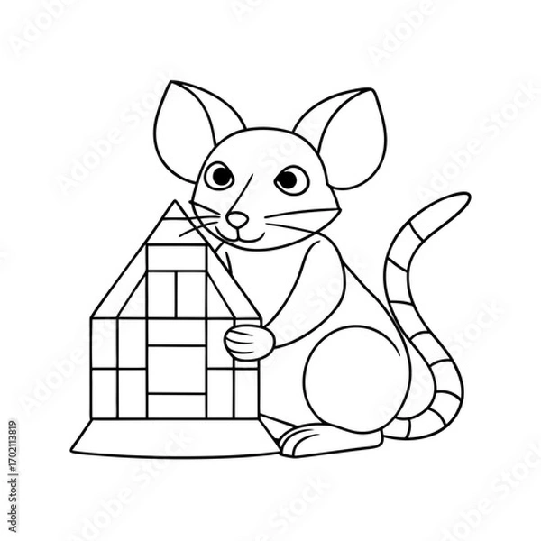 Fototapeta Mouse Catching a Ball Coloring Page