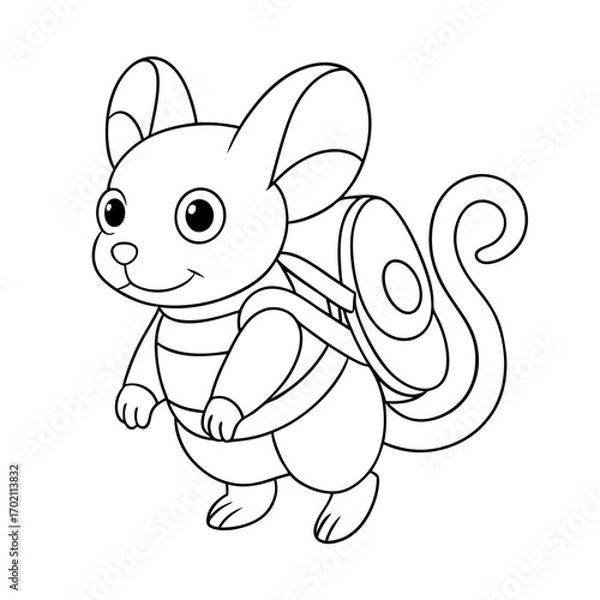 Fototapeta Mouse Climbing Stairs Coloring Page