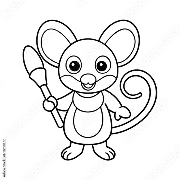 Fototapeta Mouse Peeking from a Box Coloring Page