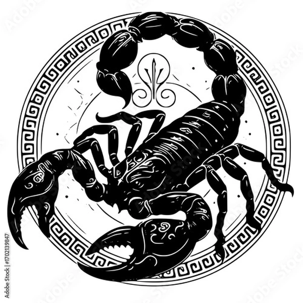 Obraz Scorpion with a decorative circle, zodiac sign