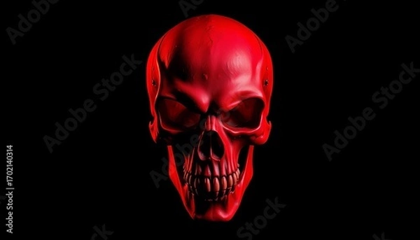 Obraz A menacing red skull against a deep black backdrop,  abstract,  anatomy