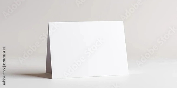 Obraz A crisp, white folded card stands upright on a neutral background,  standing,   object