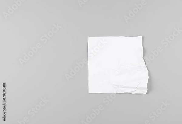 Obraz A crumpled sheet of white paper on a stark gray background, abstract, material