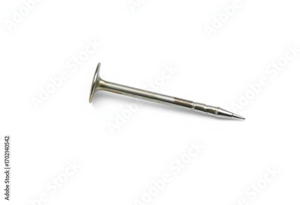 Obraz A single, shiny steel nail isolated on a pure white background,  pointed,  repair