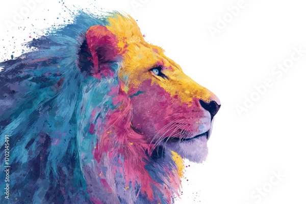 Fototapeta Vibrant Artistic Lion – Isolated on Transparent Background