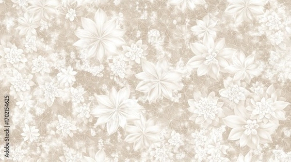 Fototapeta Beige floral seamless pattern.