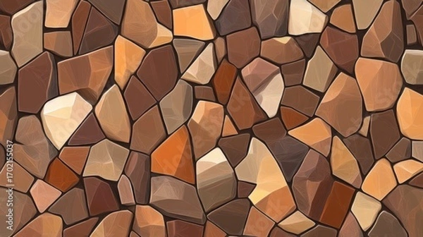 Fototapeta Seamless texture of brown and orange stone mosaic.