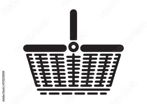 Fototapeta Wicker Picnic basket line art vector