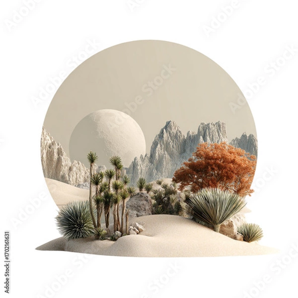 Fototapeta 3D Branding Scene in Desert Mirage Setting